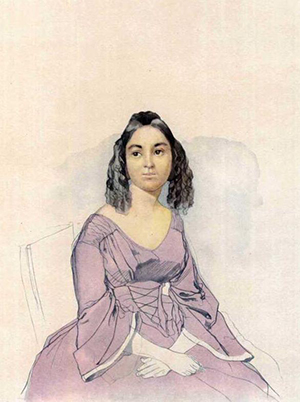 Portrait of an unknown woman in purple dress (1846 – 1847).