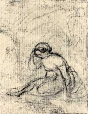 Taras Shevchenko. Woman. Pencil. 1839. (Тарас Шевченко. Жінка, яка сидить. Ескіз. Папір, олівець. 1839.)