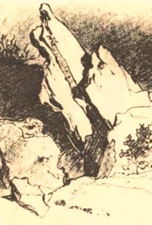 Taras Shevchenko. Rocks. Detail. Pencil. 1851 (Тарас Шевченко. Скелі, фрагмент. Олівець. 1851).