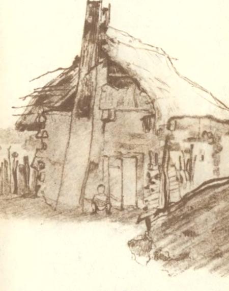 Taras Shevchenko. Widow’s Hut in the Ukraine. Detail. Pencil. 1843 (Тарас Шевченко. Вдовина хата на Україні, фрагмент. Олівець. 1843).