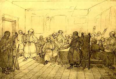 Taras Shevchenko. Cossack feast, 1838